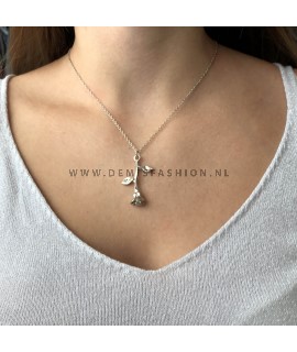 Roos ketting zilverkleurig
