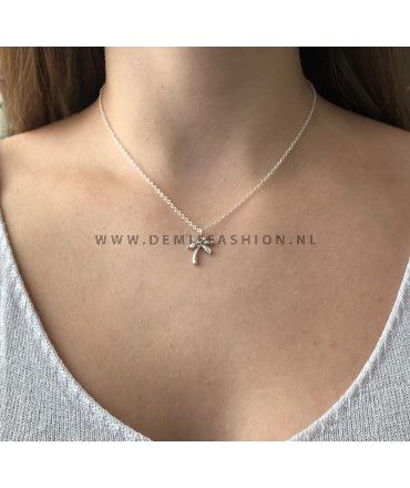 Zilverkleurige palmboom ketting
