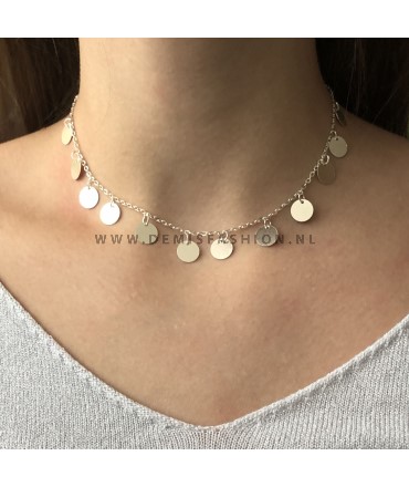Zilverkleurige munt ketting Alexandra