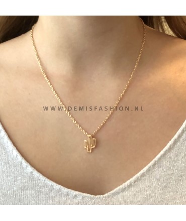 Goudkleurige cactus ketting Jacky
