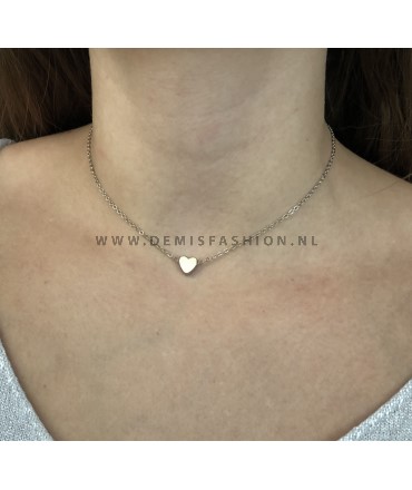 Hartjes ketting zilverkleurig