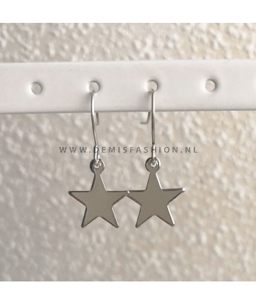 Ster hanger oorbellen zilverkleurig