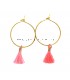 Kwastjes oorbellen Neon roze