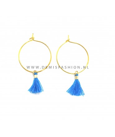 Kwastjes oorbellen donker blauw