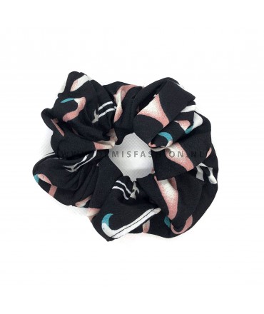 Flamingo scrunchie zwart