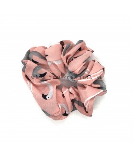 Flamingo scrunchie roze