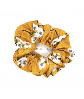 Bloemen scrunchie geel
