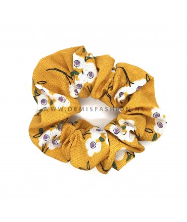 Bloemen scrunchie geel