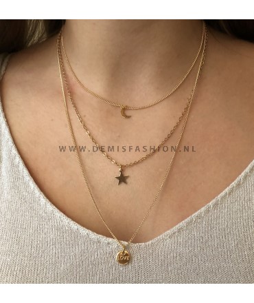 Ster maan ketting love