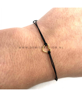 Zwarte hartjes armband