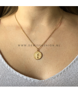 Goudkleurige munt ketting Clara