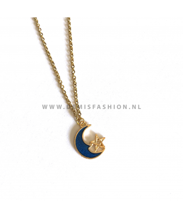 Goudkleurige blauwe maan ketting Dani