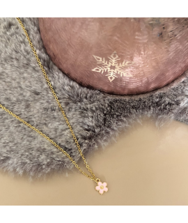 Roze bloem ketting Emily
