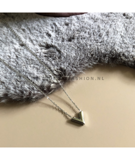 Zilverkleurige V ketting
