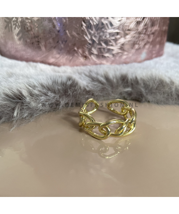 Goudkleurige chain ring Sem
