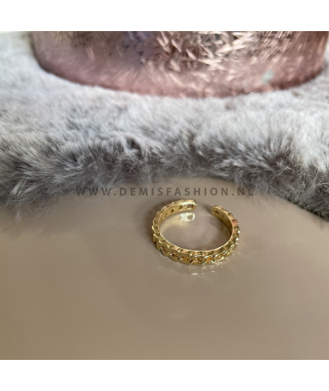 Goudkleurige smalle chain ring Sem