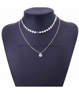 Munt choker set zilverkleurig