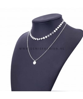 Munt choker set zilverkleurig