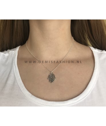 Hand ketting zilverkleurig