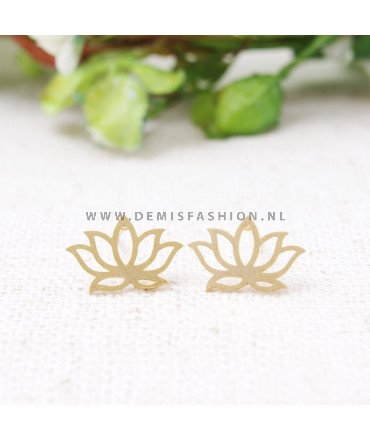 Goudkleurige lotus oorbellen