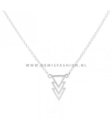 Zilverkleurige driehoek ketting