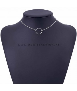Zilverkleurige cirkel choker