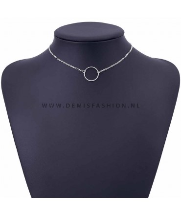 Zilverkleurige cirkel choker