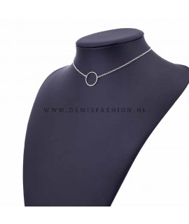 Zilverkleurige cirkel choker