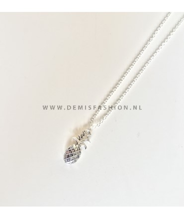 Ananas ketting zilverkleurig