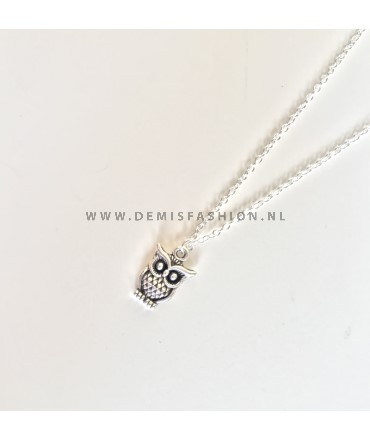 Uil ketting zilverkleurig
